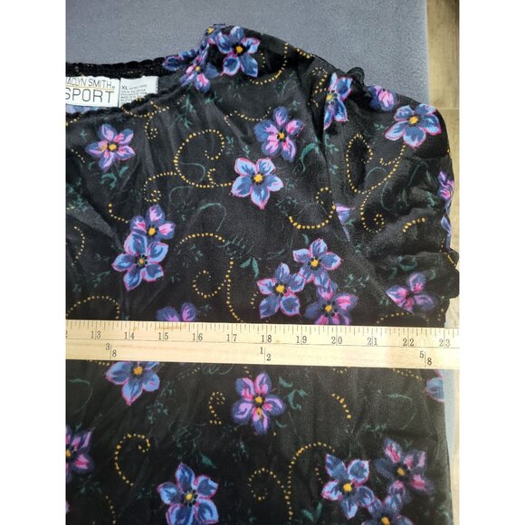 VTG Jaclyn Smith Sport Velvet Floral Whimsygoth Fairy Long Sleeve Top SZ XL - Picture 3 of 5